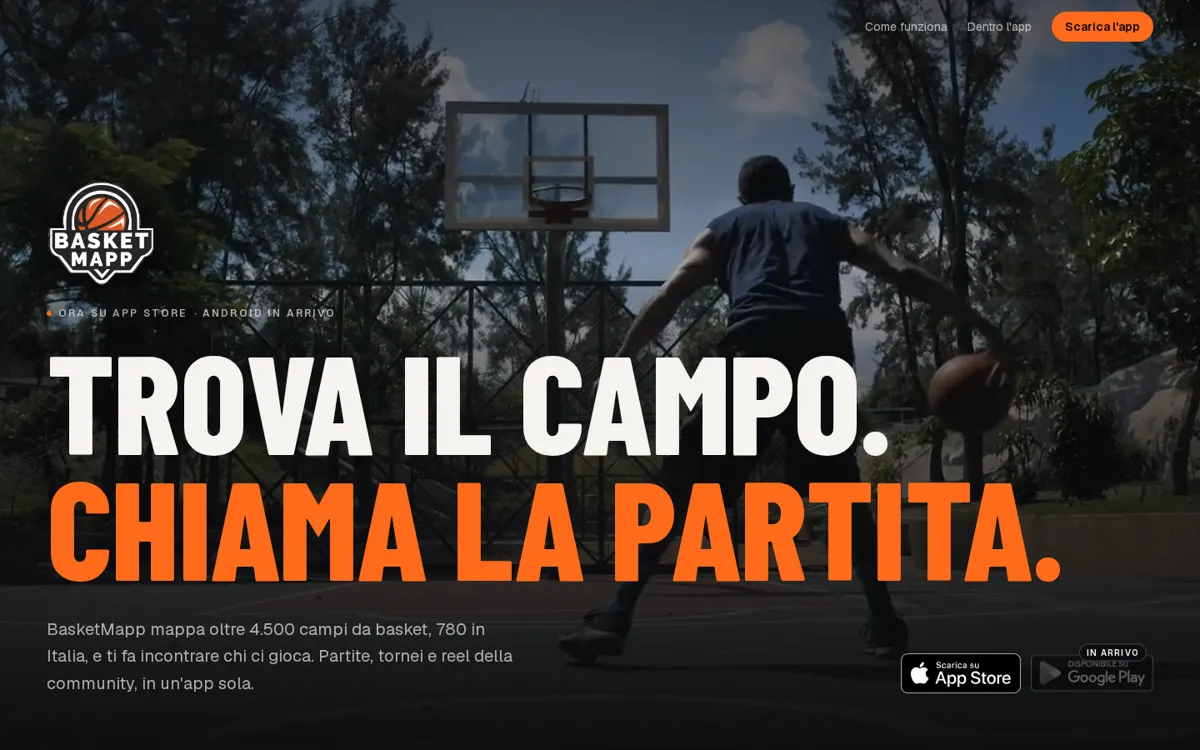 Home page di BasketMapp